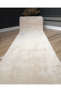 Krem  Kaymaz Taban Yıkanabilir Pofuduk Lüx Post Peluş Kesme Halı Yolluk ürün fotoğrafı