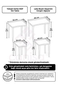 Kuğu Serisi Mdf 1.sınıf 4lü Krem Zigon Sehpa Takımı, Gold Gürgen Ayaklar ürün fotoğrafı