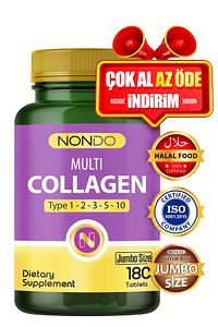 Multi Kolajen 180 Tablet (jumbo Boy 5 Çeşit Kolajen Tip 1-2-3-5-10 Hyalüronik Asit Çinko ) ürün fotoğrafı