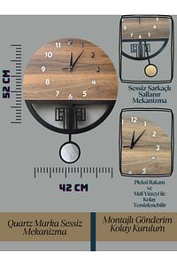 Duvar Saat Ahşap Sessiz Sarkaçlı Ahşap Duvar Saati Montajlı Gönderim Ahşap Saat Wall Clock ürün fotoğrafı