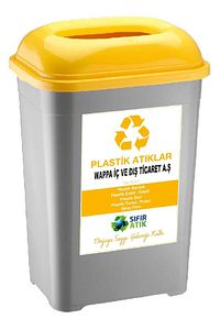 Firma Ismi Yazılı Sıfır Atık Kutusu Geri Dönüşüm 50 Lt * 4 Adet Kağıt Plastik Cam Metal 33*43*60 Cm ürün fotoğrafı