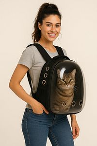 Astronot Şeffaf Pencereli Kedi Taşıma Sırt Çantası – Uçak, Kabin Uyumlu, 9 Hava Kanallı, Konforlu ürün fotoğrafı