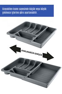 Uzayabilen Ayarlanabilir Pratik Çekmece Içi Kayar Kaşıklık ürün fotoğrafı