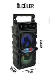 Bluetooth Hoparlör Parti Hoparlörü Karaoke Mikrofon Hediyeli Işıklı Ses Bombası Radyo Usb Sd Girişli ürün fotoğrafı