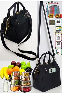 Askılı Termal Yemek Çantası Siyah ürün fotoğrafı