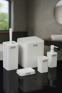 Mina Beyaz Çizgili Kare Banyo Seti ürün fotoğrafı