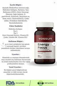 ENERGY FOCUS Kore Ginsengi İçeren Yumuşak Kapsül Takviye Edici Gıda ürün fotoğrafı