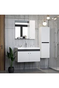 New Bahar 80 Cm Lavabolu Banyo Dolabı Seti,boy Dolap Hediyeli ürün fotoğrafı