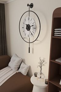 Siyah Luxry Şefaf (YENİ TAMPERLİ KIRILMAZ CAM) - (50X75CM) Metal (MOBİLYA) Duvar Saati ürün fotoğrafı