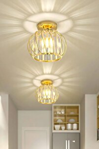 Bella Luce Model Gold Kaplama Kristal Taşlı Metal Gövde Modern Her Alana Uygun Lüx Plafonyer Avize ürün fotoğrafı