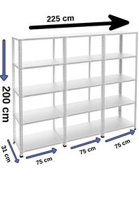 5 Katlı 3'lü Bitişik 31x225x200 Cm Galvaniz Çelik Raf - Depo, Arşiv, Kiler, Dosya, Market Rafı ürün fotoğrafı