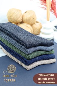 Kadın Kışlık Termal Etkili (5 ÇİFT) Çorap Lambswool Yünlü (36-40 BEDEN) ürün fotoğrafı