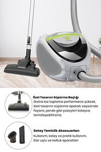 Süper Güç Çift Hepa Filtreli 2.5 Lt Geniş Hazneli Toz Torbasız 5 Yıl Garantili Elektrikli Süpürge ürün fotoğrafı