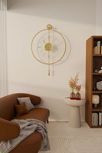 Gold Luxry Şefaf Cam ,metal Çember , Modern Dekoratif Metal Duvar Saati ürün fotoğrafı