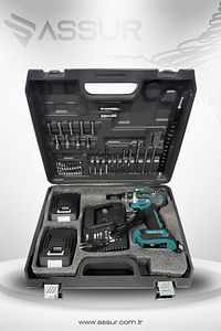 21v Çift Akü Kömürsüz Motor Çelik Mandren Darbeli Akülü Vidalama Şarjlı Matkap ürün fotoğrafı