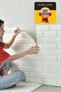 Duvar Paneli Beyaz 3d Dekoratif Kendinden Yapışkanlı Esnek Duvar Kağıdı Kaplama Paneli Köpük ürün fotoğrafı