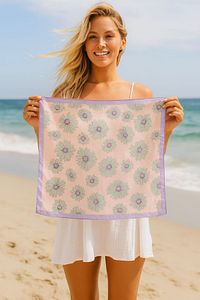 13934 Açık Çiçek Desenli Lila Bandana Fular ürün fotoğrafı