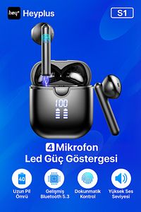 S1 Bluetooth Kulaklık , Ios Android Uyumlu , Kablosuz Kulaklık (ENC-4MİKROFON) ürün fotoğrafı