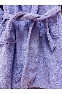 Kapüşonlu Pamuklu Genç Çocuk Bornoz - 13-18 Yaş Unisex | Lila - Yunus Nakışlı ürün fotoğrafı