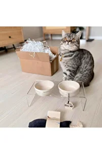 Kedi ve Köpek Dekoratif Seramik Pleksi Mama Ve Su Kabı ürün fotoğrafı