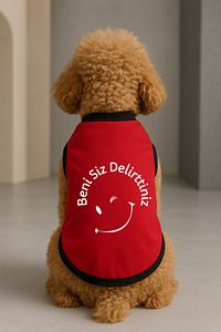 Yeni Sezon Köpek Ve Kedi Kıyafeti - Kırmızı Beni Siz Delirttiniz ürün fotoğrafı
