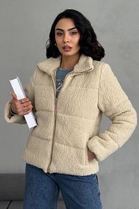 Peluş kabartma teddy şişme mont ürün fotoğrafı