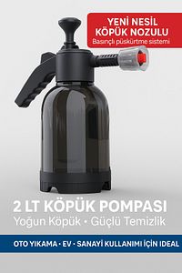 Oto Araç Yıkama Pompası El Değmeden Köpük Püskürtme 2 Litre Yeni Nesil Siyah Şeffaf ! ürün fotoğrafı