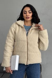Peluş kabartma teddy şişme mont ürün fotoğrafı