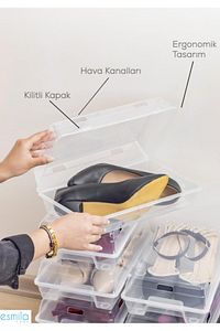 10 Adet Şeffaf Kadın Ayakkabı Saklama Kutusu Düzenleyici Organizer - Çocuk Ayakkabı Kutusu 10 Lu Set ürün fotoğrafı