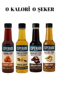 Şekersiz (SUGAR FREE)- Vanilya * Fındık * Karamel * Çikolata Aromalı Kahve Şurubu 4 Lü Set 4.x250 ml ürün fotoğrafı