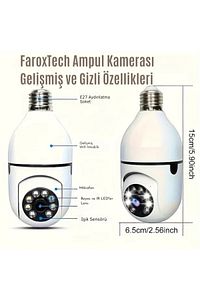 Ampul Güvenlik Kamerası | FHD Görüntü | Hareket Takipli | WiFi Bağlantılı | Gece Görüşlü Kamera ürün fotoğrafı