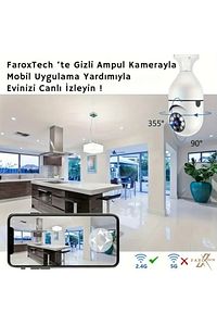 Ampul Güvenlik Kamerası | FHD Görüntü | Hareket Takipli | WiFi Bağlantılı | Gece Görüşlü Kamera ürün fotoğrafı