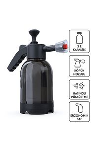 Oto Araç Yıkama Pompası El Değmeden Köpük Püskürtme 2 Litre Yeni Nesil Siyah Şeffaf ! ürün fotoğrafı
