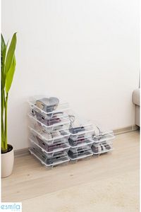 10 Adet Şeffaf Kadın Ayakkabı Saklama Kutusu Düzenleyici Organizer - Çocuk Ayakkabı Kutusu 10 Lu Set ürün fotoğrafı