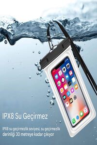Tüm Telefonlarla Uyumlu Su Geçirmez Waterproof Su Altı Cep Telefonu Kılıfı Boyun Askılı Kılıf ürün fotoğrafı