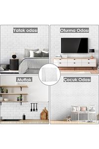 50x50 Cm 0,27 M² Silinebilir Kendinden Yapışkanlı Duvar Kağıdı Esnek Köpük Panel 3d Tuğla Desen ürün fotoğrafı