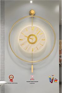 İskandinav Kadran Gold (BÜYÜK BOY 50X75CM) ( 3adet Pil Gelmektedir)-metal (MOBİLYA) Duvar Saati ürün fotoğrafı