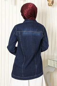 Düğmeli Kot Ceket Koyu Kot 6009 ürün fotoğrafı
