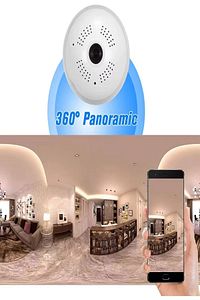 Gerçek 1080P FHD Ampul Kamera Balık Gözü Lens 360° Panoramik Ev Güvenlik Kamerası + 32GB Hafıza Kart ürün fotoğrafı
