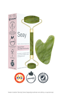 Yeşim Face Roller Ve Kalp Gua Sha Yüz Masaj Aleti Seti Premium Değerli Doğal Taş Sertifikalı ürün fotoğrafı