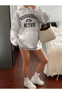 Vıgorous Active Baskılı Unisex Kanguru Cepli Kapüşonlu Sweatshirt Hoodie Sweat ürün fotoğrafı