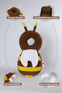Ruyalarbebek Melek Kafa Koruma Düşme Boyun Koruma Yastıği Arı Figüranı 14x30 Cm ürün fotoğrafı