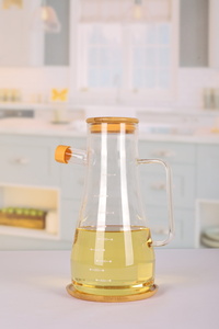 Bambu Kapaklı 900ml Borosilikat Cam Yağlık ürün fotoğrafı