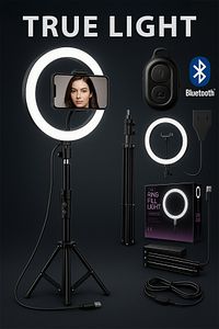 Tripot Ledli Metalik Profesyonel 5500k Youtuberfotoğraf Video Çekimi Telefon Tutucu(KUMANDA HEDİYE) ürün fotoğrafı