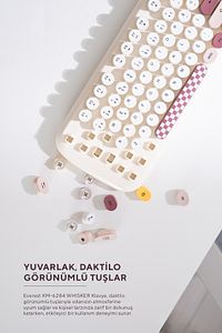 KM-6284 WHISKER Renkli Tuşlu Bej Kablosuz Q Klavye + Mouse Set ürün fotoğrafı