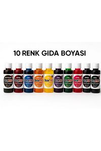 Gıda Boyası Seti 10 Adet 10 Renk 50 Ml X 10 Adet Toplam 500 Ml Su Bazlı Sıvı Gıda Boyaları ürün fotoğrafı