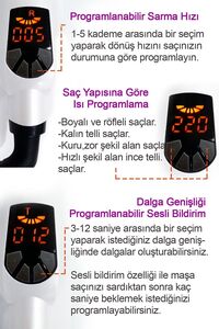 Hrs-320 Otomatik Saç Maşası - Kalın Su Dalgası 25mm - Beyaz ürün fotoğrafı