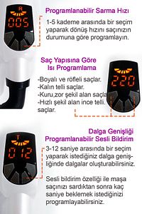 HRS-430 Otomatik Saç Maşası 32 mm Kalın Su Dalgası - Beyaz ürün fotoğrafı