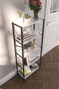 Fd Metal Kitaplık 5 Raflı Çok Amaçlı Dosya Kitap Rafı Ofis Salon Raf 150 Cm Beyaz ürün fotoğrafı
