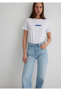 Miav Baskılı Beyaz Tişört Regular Fit / Normal Kesim 1610622-620 ürün fotoğrafı
